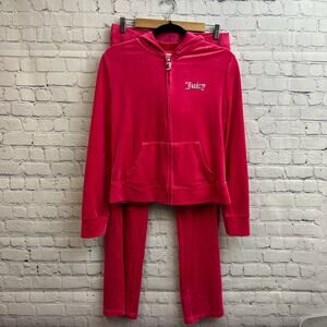 Juicy Couture Hot Pink Velour Hoodie & Pants Set